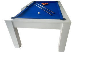 Reconditioned Gloss White Rosetta 7' English Pool Dining Table by SUPERPOOL.