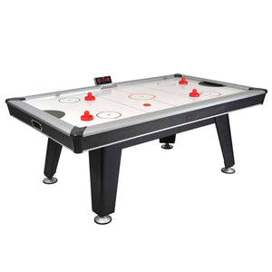 Buffalo Dominator Air Hockey table with sleek black legs and electronic scoreboard.